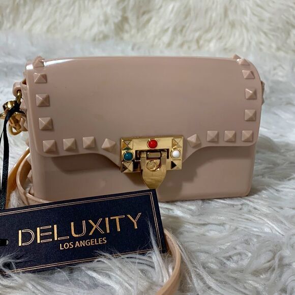 🍁$12 sale🍁DELUXITY jelly crossbody bag studded gold hardware removbl adj strap - Picture 11 of 11